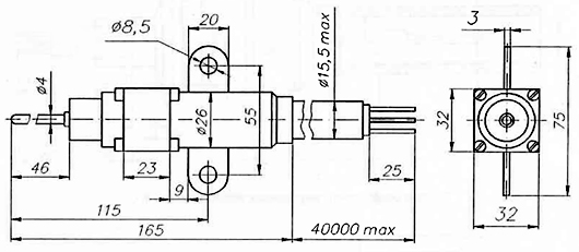 Размеры термопреобразователя сопротивления ТСП-6099