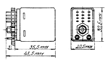Габаритные размеры реле РЭС-32
