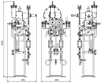 Габаритные и присоединительные размеры установки гидравлических регуляторов УГРП-2