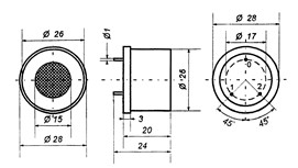 Схема габаритов и конструкции сенсора