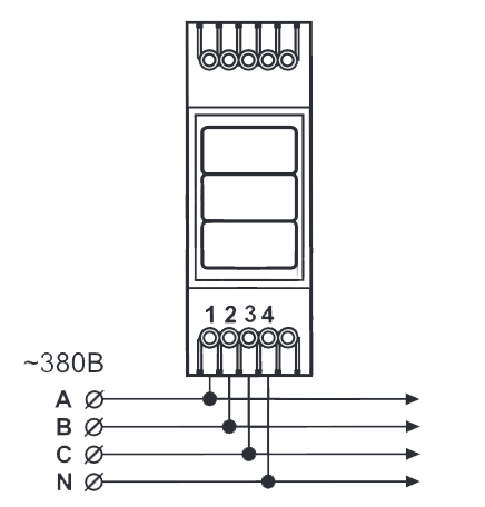 Схема подключения цифрового трехфазного вольтметра ВМ-3