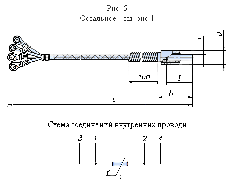 Схема соединений внутренних проводников ТСП-0690В